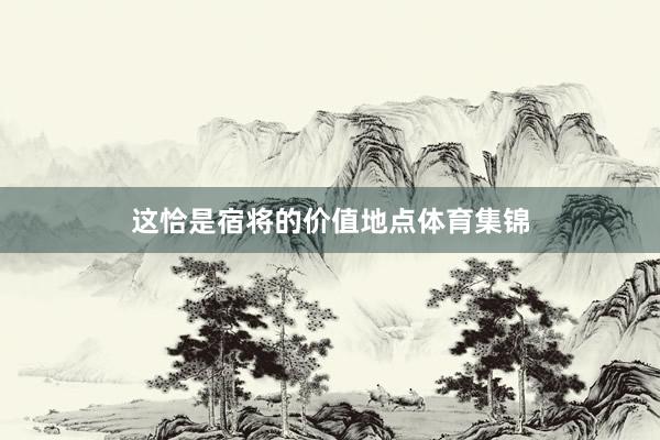 这恰是宿将的价值地点体育集锦