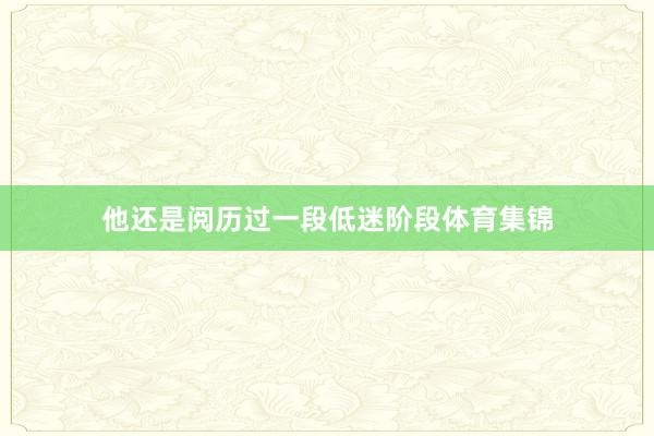 他还是阅历过一段低迷阶段体育集锦
