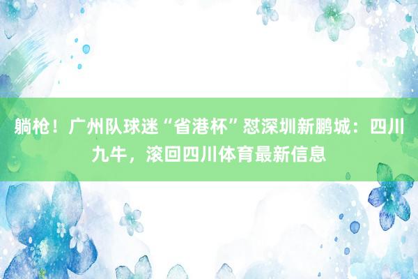 躺枪！广州队球迷“省港杯”怼深圳新鹏城：四川九牛，滚回四川体育最新信息