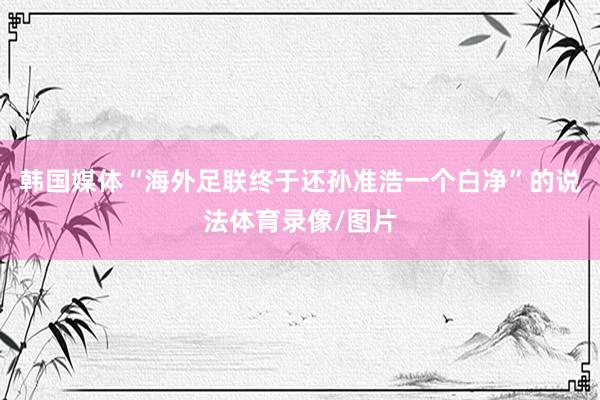 韩国媒体“海外足联终于还孙准浩一个白净”的说法体育录像/图片