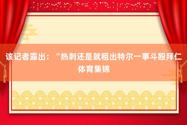 该记者露出：“热刺还是就租出特尔一事斗殴拜仁体育集锦