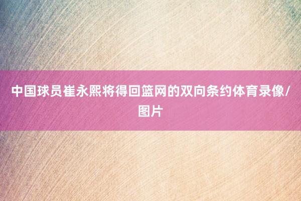 中国球员崔永熙将得回篮网的双向条约体育录像/图片