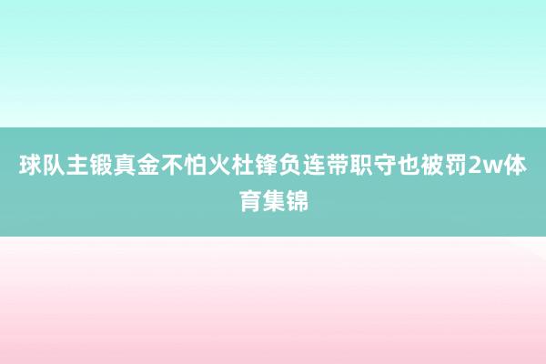 球队主锻真金不怕火杜锋负连带职守也被罚2w体育集锦