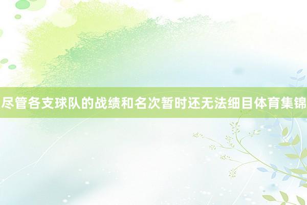 尽管各支球队的战绩和名次暂时还无法细目体育集锦