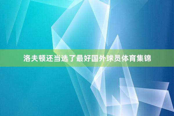 洛夫顿还当选了最好国外球员体育集锦