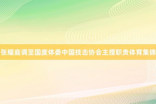 张耀庭调至国度体委中国技击协会主捏职责体育集锦
