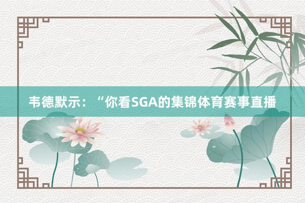 韦德默示：“你看SGA的集锦体育赛事直播