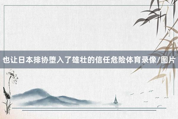 也让日本排协堕入了雄壮的信任危险体育录像/图片