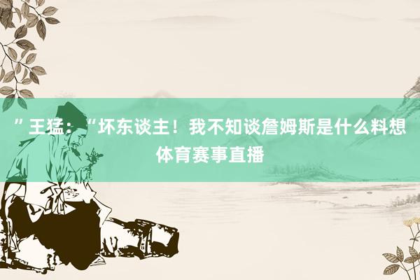 ”王猛：“坏东谈主！我不知谈詹姆斯是什么料想体育赛事直播