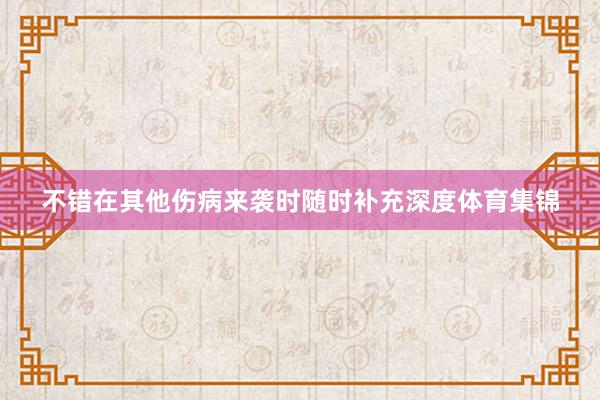 不错在其他伤病来袭时随时补充深度体育集锦