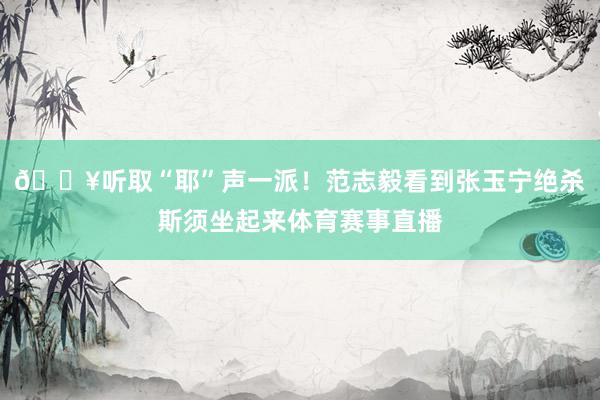 🔥听取“耶”声一派！范志毅看到张玉宁绝杀斯须坐起来体育赛事直播