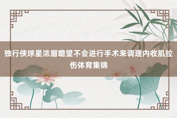 独行侠球星浓眉瞻望不会进行手术来调理内收肌拉伤体育集锦