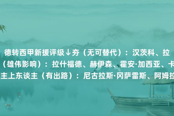 德转西甲新援评级↓夯（无可替代）：汉茨科、拉波尔特、维特塞尔顶尖（雄伟影响）：拉